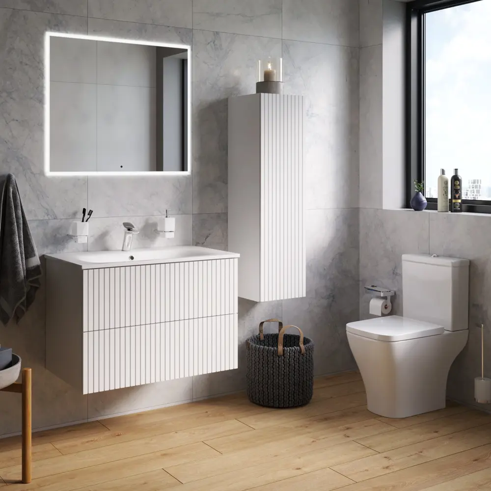 Тумба под раковину AM.PM Struktura подвесная 80 см МДФ/эмаль цвет белый вертикальные линии STLM-2158989 - Вид №4