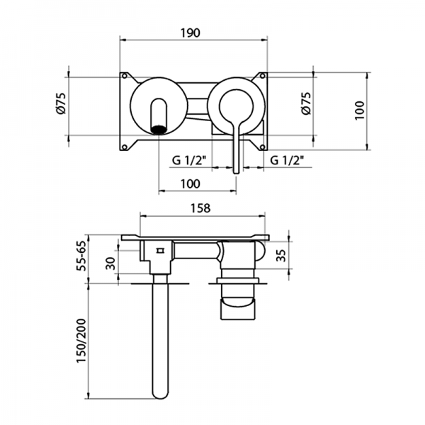 74535743 PREMIUM Inox Встроенный Умывальник Mixer Нержавеющая сталь GRB MIXERS AXIS - Вид №1
