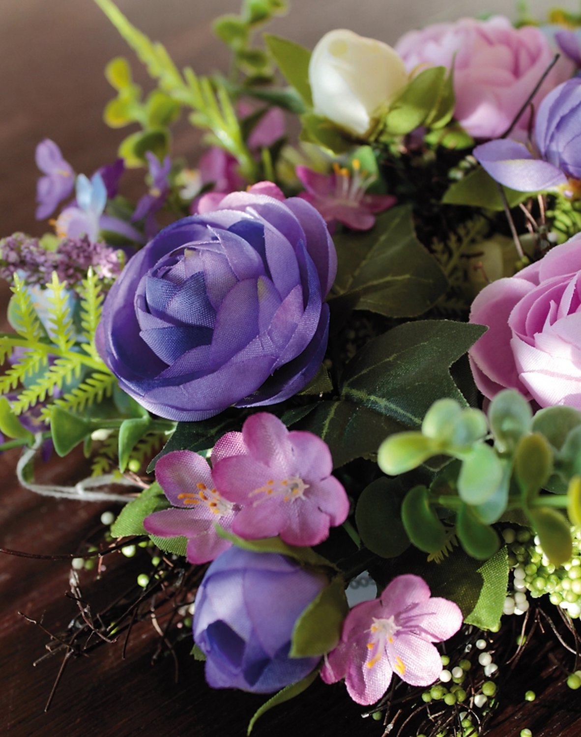 3161 102 a3 Искусственный венок 'Лютик-восковое растение', Ø 25 см, сине-фиолетовый H-andreas  - Вид №1