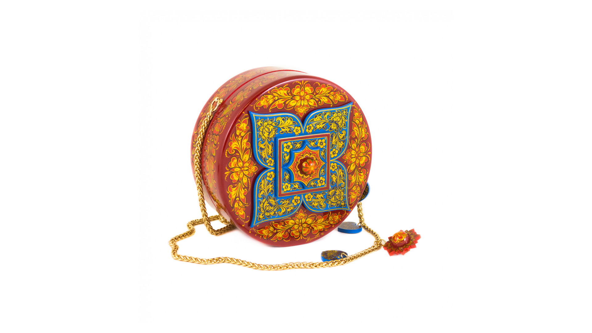 10660458 Хохломская Роспись Сумка круглая "Барабан" Хохломская Роспись, дерево Дерево  - Вид №1
