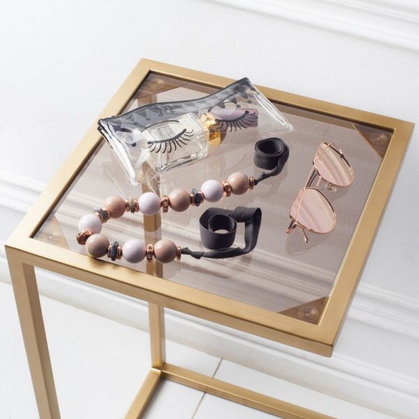 Приставной столик бронза со стеклянным топом 35 см FOR MISS  264000 Золото;прозрачный  - Вид №2