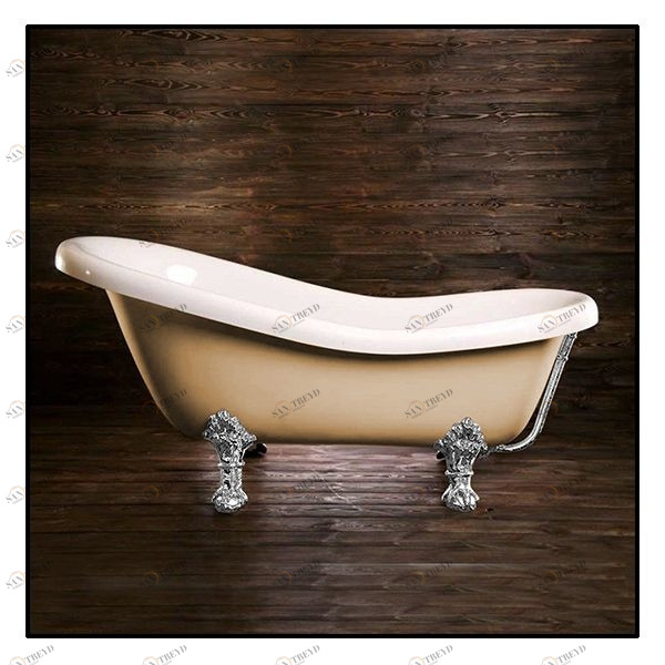 Ванна Akcjum Rectime 160 WR-03-05-Ch-N овальная бежевая с хромированными ножками WR0305CHN