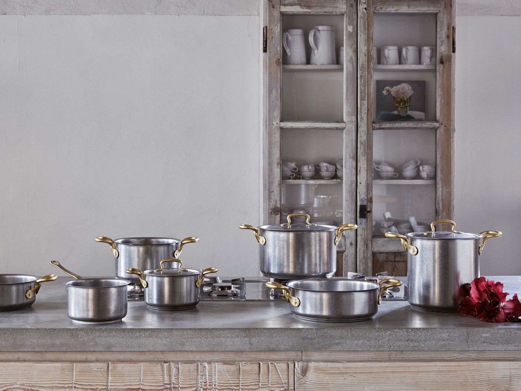 Горшок из нержавеющей стали с крышкой с ручками Sambonet 1965 Винтаж ARCH-00075516 - Вид №5