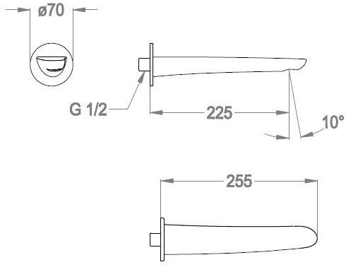 Fir Italia Стенной излив Synergy open 93 9344214 - Вид №1