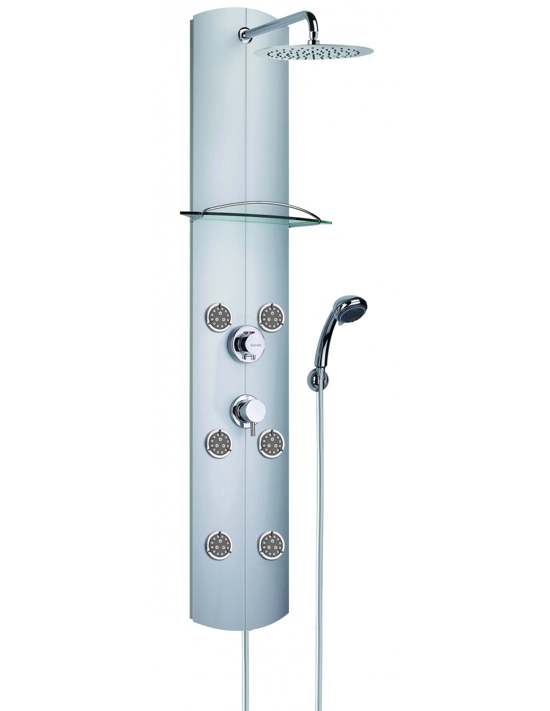 506400 000 00  Душевая стойка Totem Alu, термостатический смеситель, алюминий Valentin 