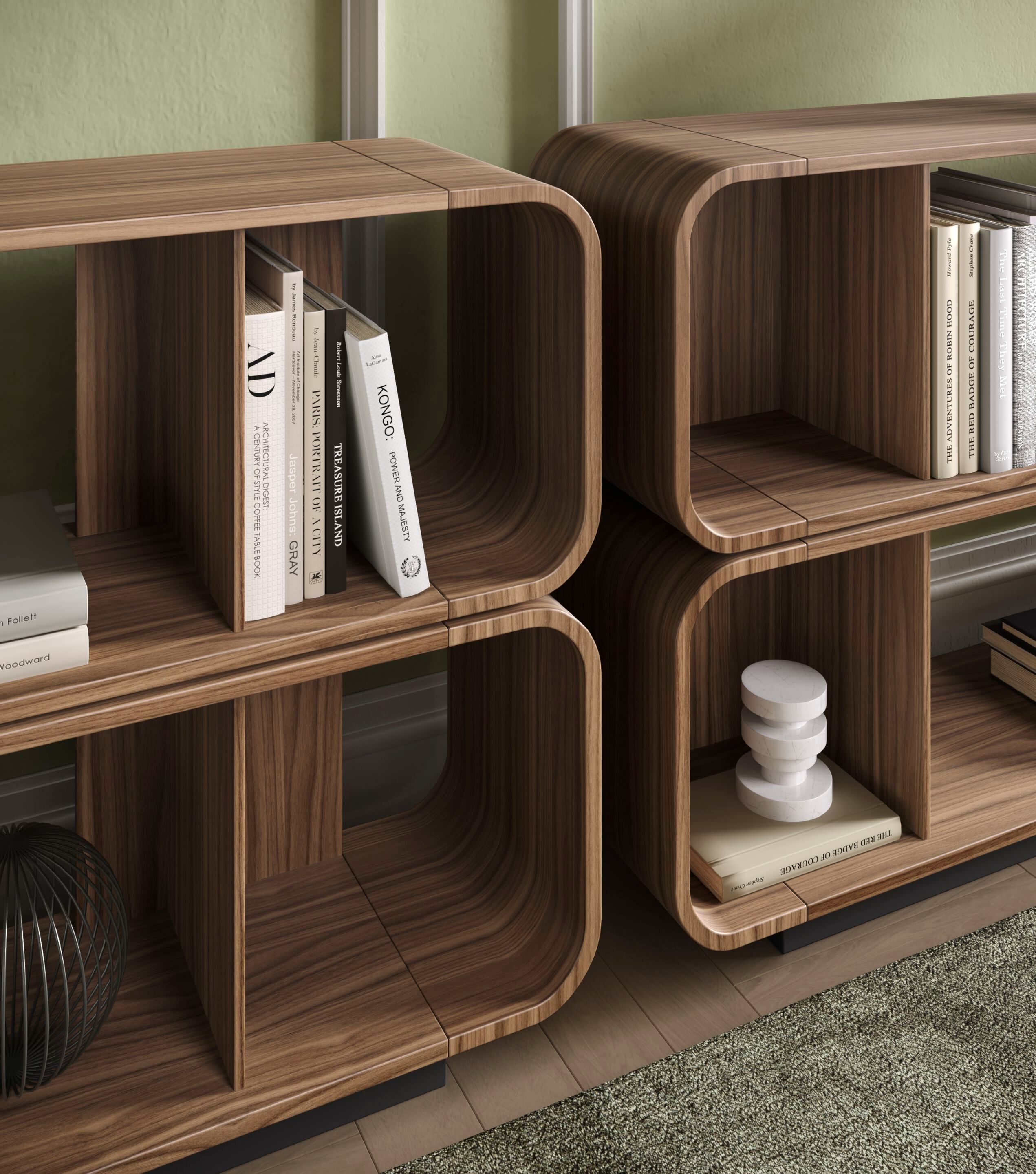 Двухсторонний книжный шкаф из дерева Barba design Round Up ARCH-00085218 - Вид №2