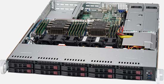 SYS-1029P-WTRT server (x11ddw-nt, cse-116ac2-r706wb2) ( lga 3647, 12xddr4 up to 3tb ecc 3ds lrdimm, 10x2.5" sas/sata hdd bays (default 8 sata3, 2 nvme or sata3), 2x 10gbase-t lan ports via intel® x722, 1 vga, 6 usb 3.0 (4 rear, 2 front), 2 superdom, 750w Santreyd 