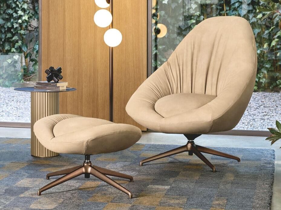 Вращающееся кресло из нубука с подставкой для ног RIFLESSI BACIO ARCH-00069977