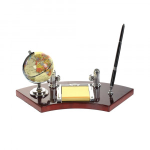241583 Настольный набор с глобусом, ручкой, держателем для визиток и блокнотом 34 х 18 х 16 см РЕМЕКО