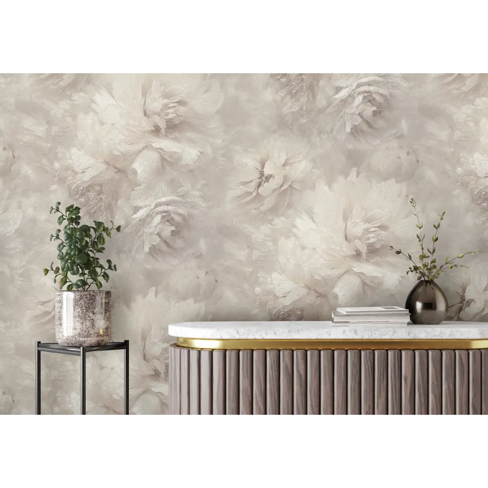 Обои флизелиновые Ateliero Bella светло-бежевые с цветочным рисунком в стиле кантри 89416913 STLM-1579189 - Вид №4