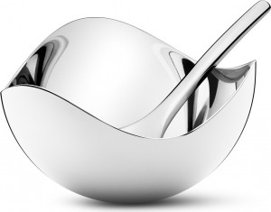10661430 Georg Jensen Солонка с ложкой Georg Jensen "Блум" 7см Сталь нержавеющая
