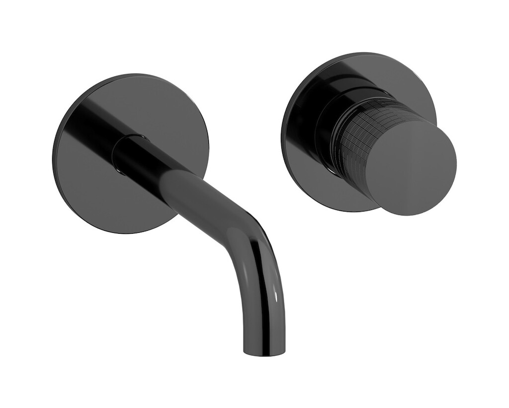 Встроенный в стену смеситель для раковины на 2 отверстия в комплекте с донным клапаном WE ARE IB ga406cf Black Chrome Gatsby