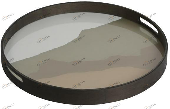 Ethnicraft Круглый поднос из дерева и стекла Wabi sabi 20459