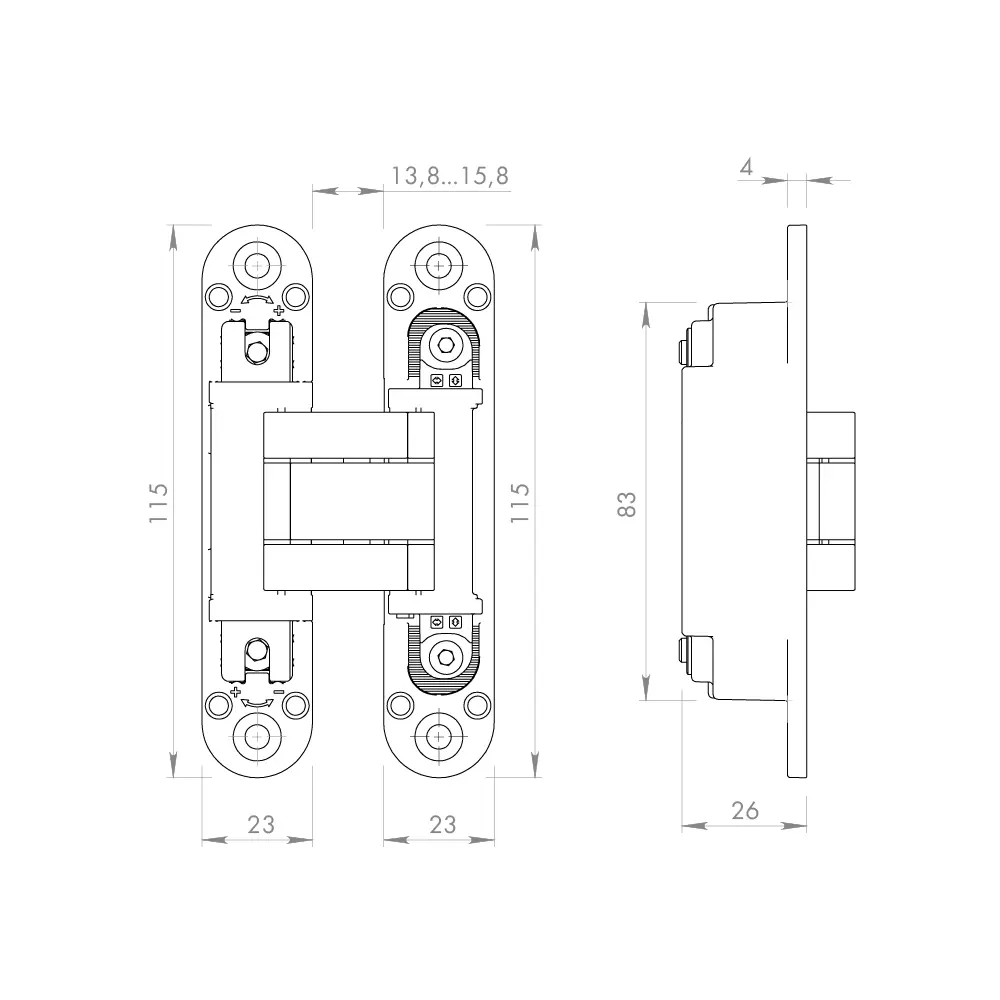 Скрытая петля дверная U3D3000 115x23x26 мм ЦАМ цвет черный ARMADILLO STLM-2007682 - Вид №6
