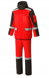 64925 Костюм "Хельсинки" зимний красно-черный с СВП  Зимняя спецодежда  размер 56-58/170-176