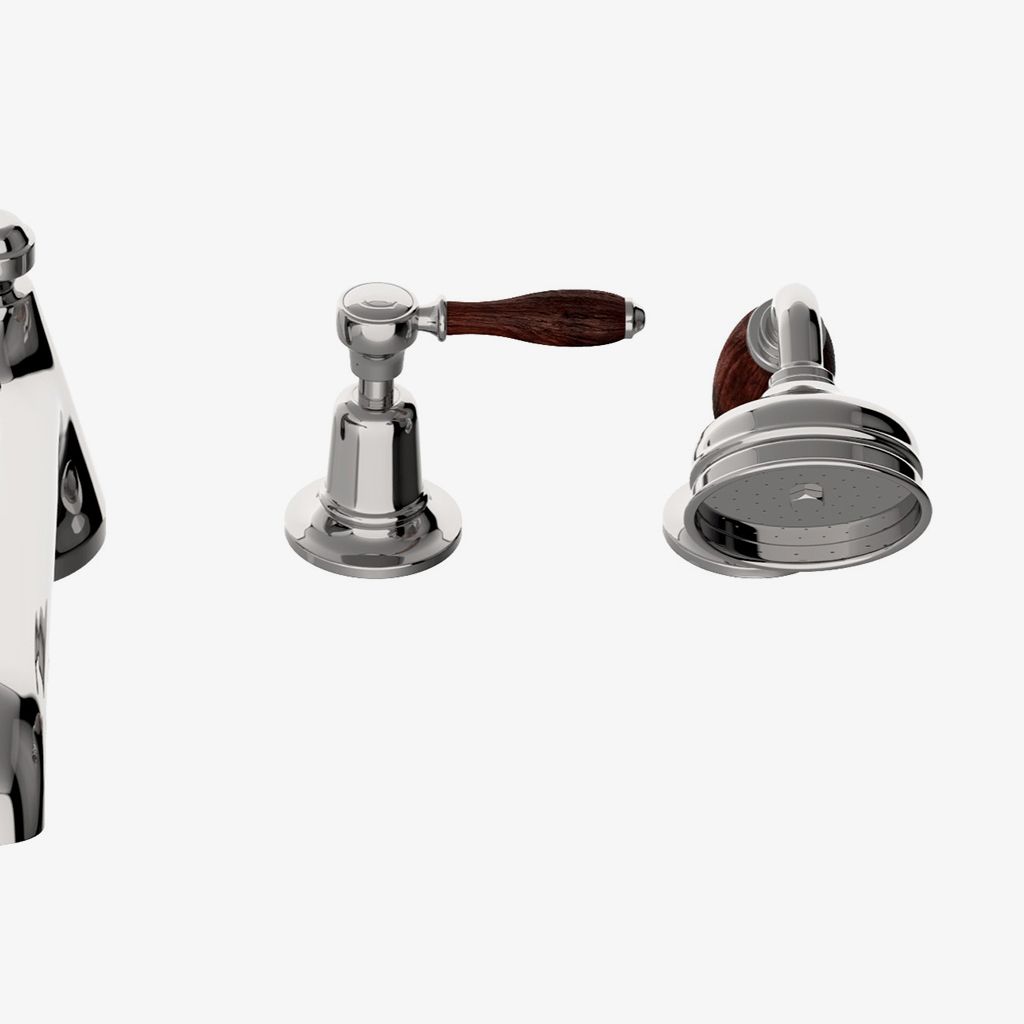 EATF05 Скрытый низкопрофильный наполнитель для ванн Easton Classic с ручным душем и дубовыми ручками Waterworks  - Вид №1