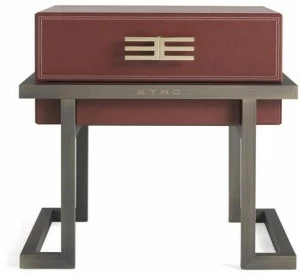 ETRO Home Interiors Прямоугольная тумбочка из металла и кожи Kolkata E.kol.321.a