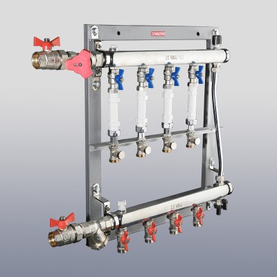 VT.GPR.06S04.L2 Узел этажный для поквартирного учета тепловой энергии с перепускным клапаном Valtec 1", 2 вых., ввод слева  - Вид №3