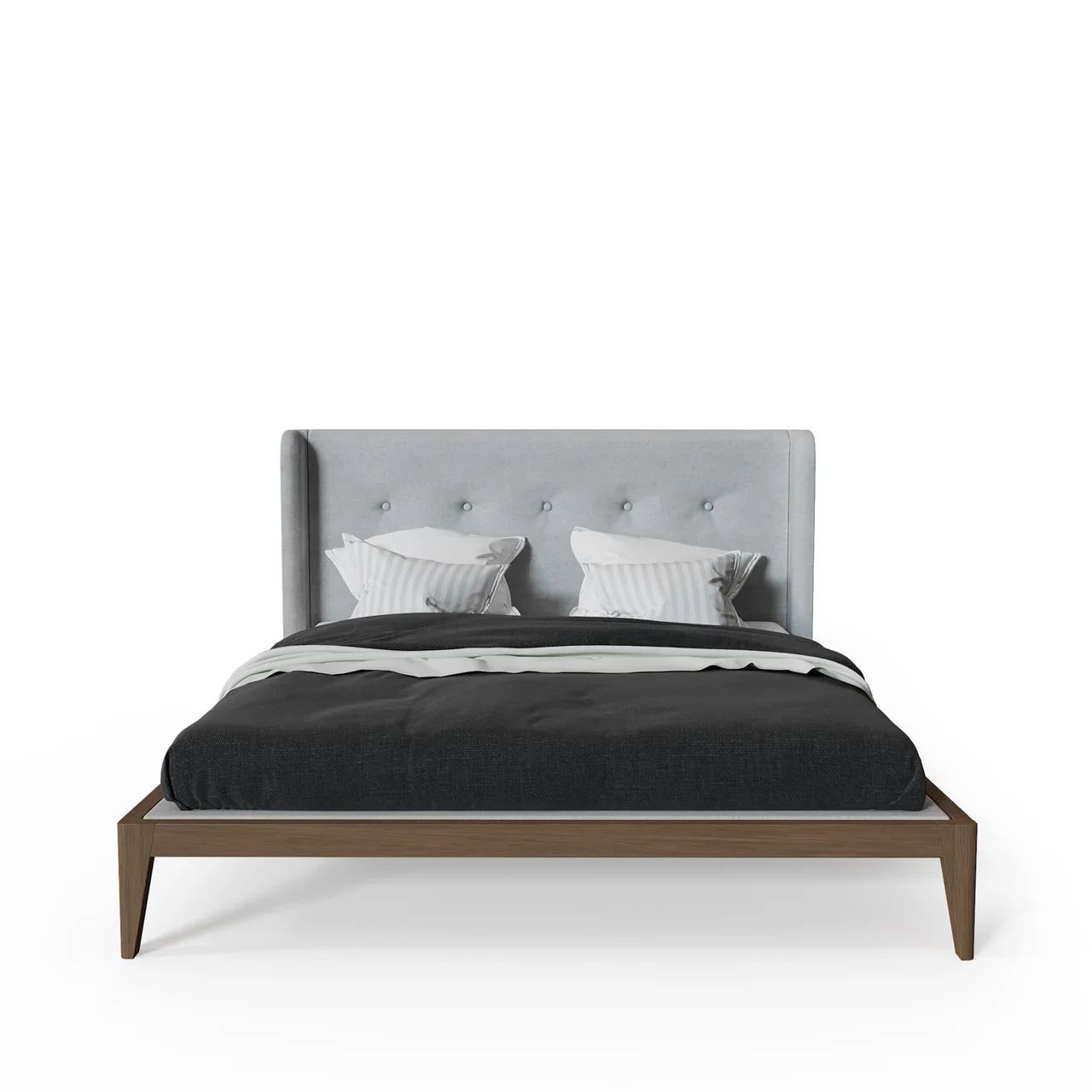 Кровать полутораспальная 140x200 светло-серая Fly Soft new BRAGIN DESIGN ДИЗАЙНЕРСКИЕ 256420 Коричневый;серый  - Вид №3