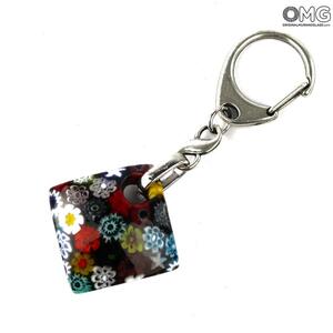 3802 ORIGINALMURANOGLASS Брелок Миллефиори квадратный - муранское стекло OMG 9 см