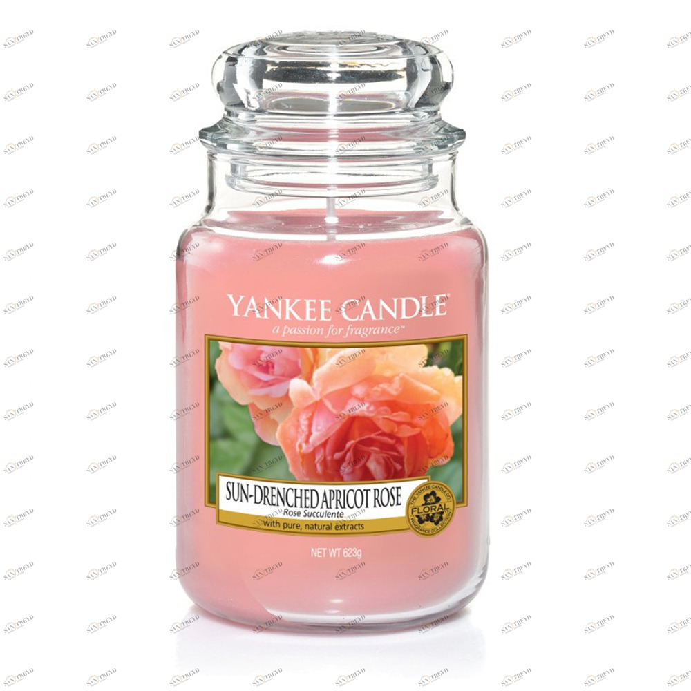 Свеча большая в стеклянной банке "Солнечная абрикосовая роза" Sun-drenched apricot rose 623 гр 110-1 YANKEE CANDLE  267868 Розовый 