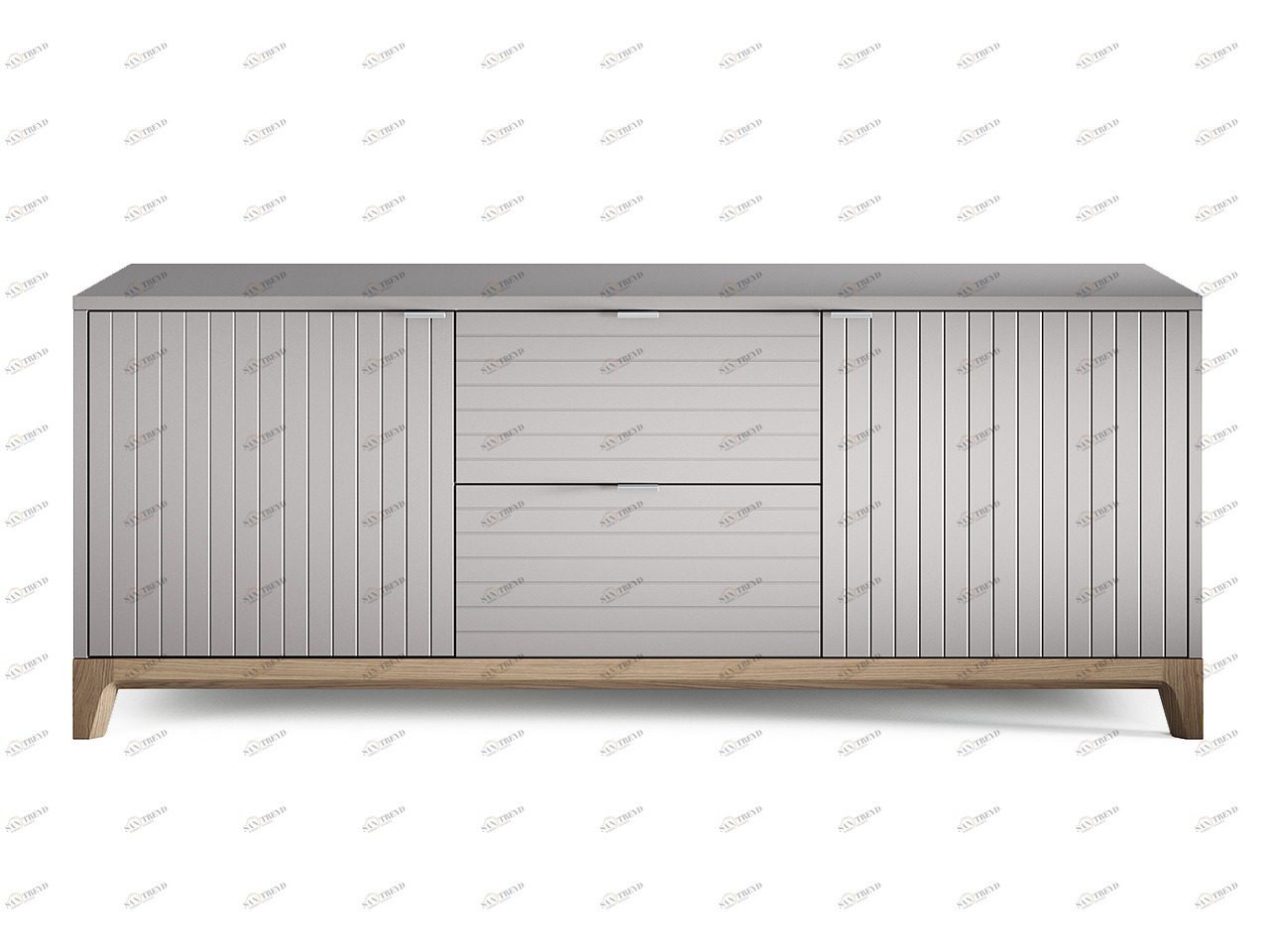 Тумба под телевизор с ящиками осветленный дуб платиновая Case THE IDEA  210252 Серый 