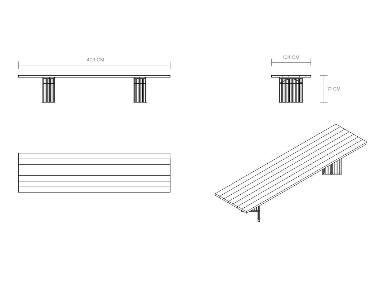 Прямоугольный обеденный стол из стали и дерева Phantom Hands Джеффри Бава ARCH-00028012 - Вид №3