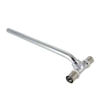 VTm.282.N.201520 Пресс-фитинг – тройник с хромированной трубкой Valtec 15 мм, 20х15х20, 30 см 