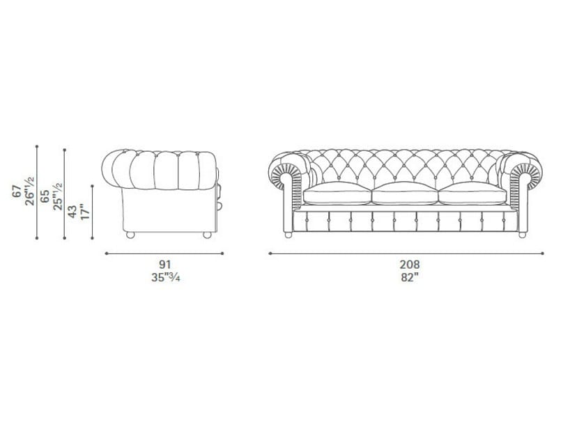 3-местный капитонный диван Poltrona Frau коллекция - диваны и кресла ARCH-00139438 - Вид №3