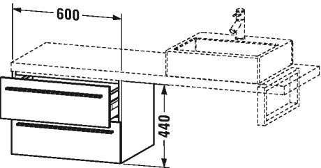 XL542809090 X-Large Шкафчик для компактной консоли Фланелево-серый шелковисто-матовый лак Duravit - Вид №1