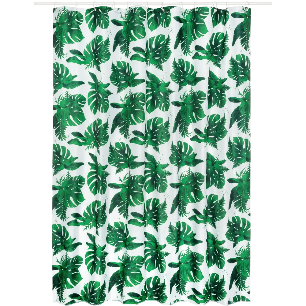 Штора для ванны Manu 180x200 см, полиэстер, цвет белый/зелёный WESS STLM-2154002 - Вид №1