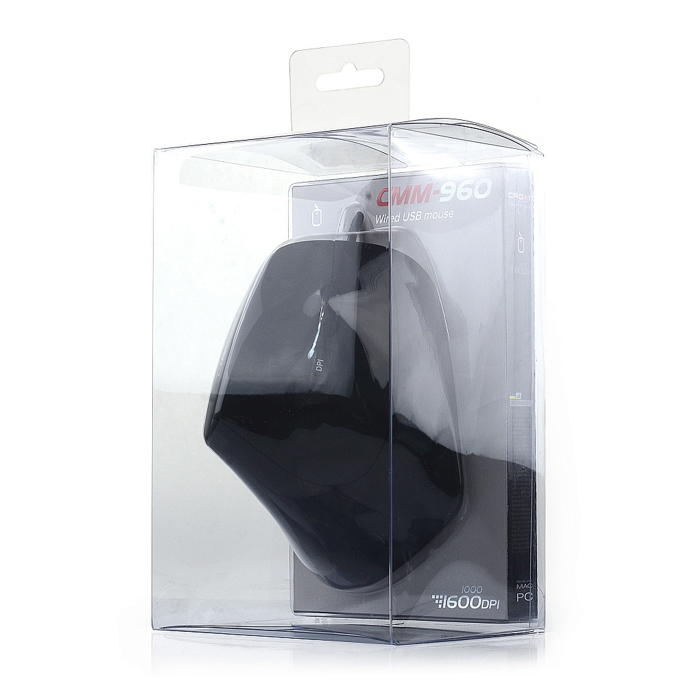 CMM-960 Health Мышь проводная usb (black, вертикальная (профилактика туннельного синдрома) , soft-touch; 6 кнопок;1000/1600 dpi; led индикатор; длина провода: 1.8м; usb ,plug & play) Crown Santreyd  - Вид №5