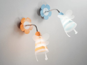 Детская металлическая настенная лампа с гибкой рукояткой