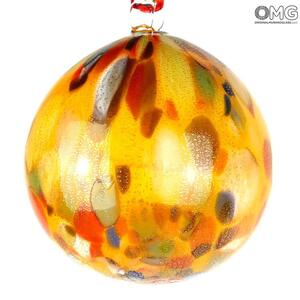 3676 ORIGINALMURANOGLASS Оранжевый Ёлочный шар в крапинку - муранское стекло OMG  см