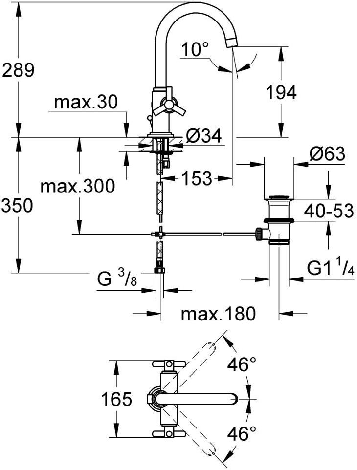 Смеситель для раковины GROHE Atrio Ypsilon с донным клапаном, хром (21019000) - Вид №1