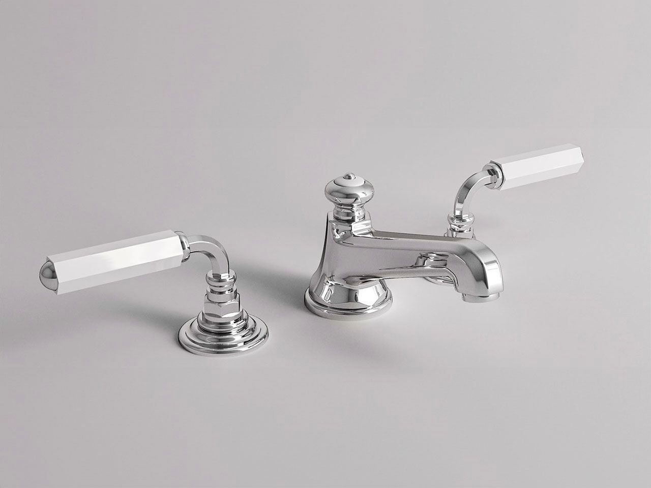 Смеситель для раковины с 3 отверстиями для пола с автоматическим сливом Park Avenue Dark White ARCH-00136189