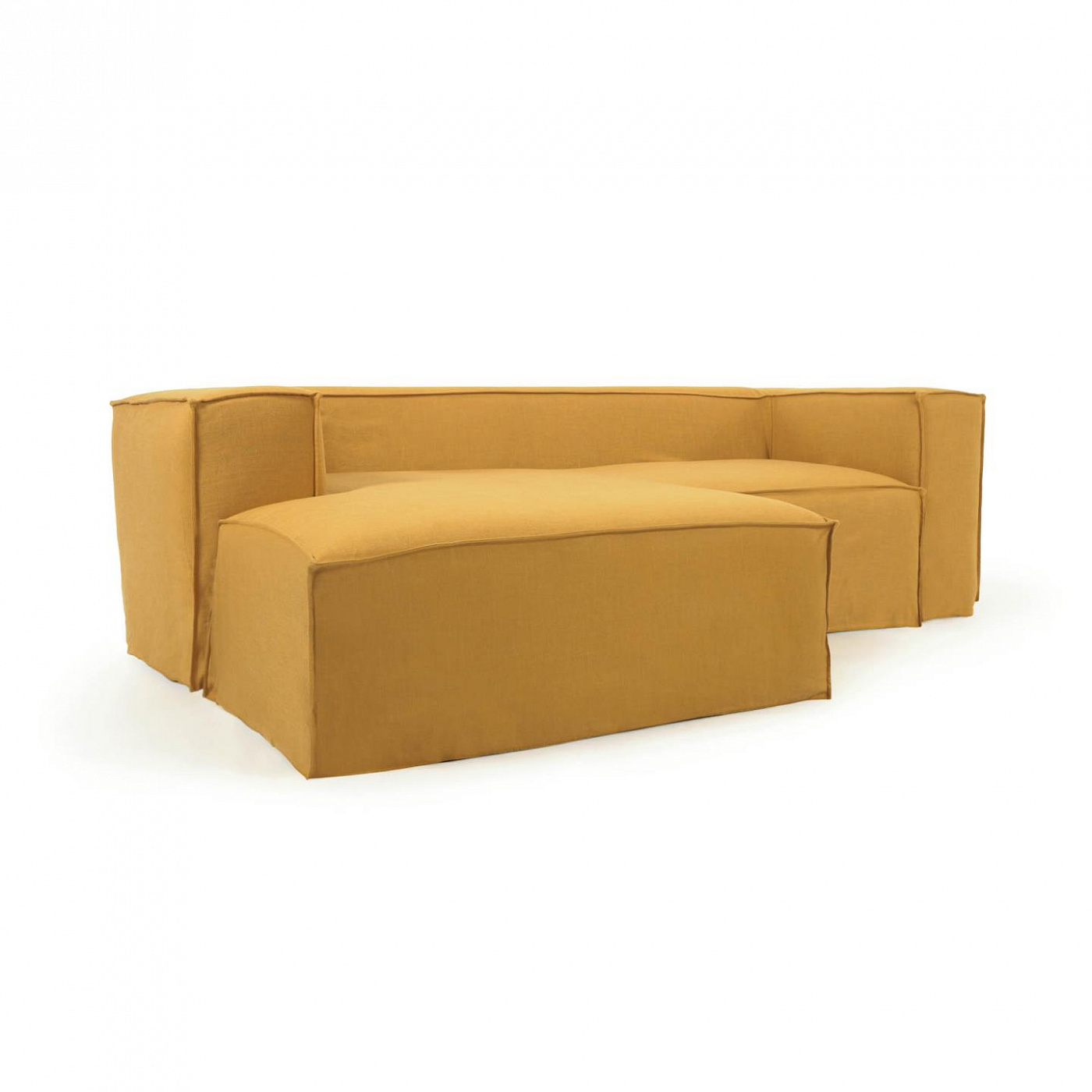 107956 2-местный диван с левым шезлонгом и съемными чехлами горчичный La Forma Blok - Вид №3