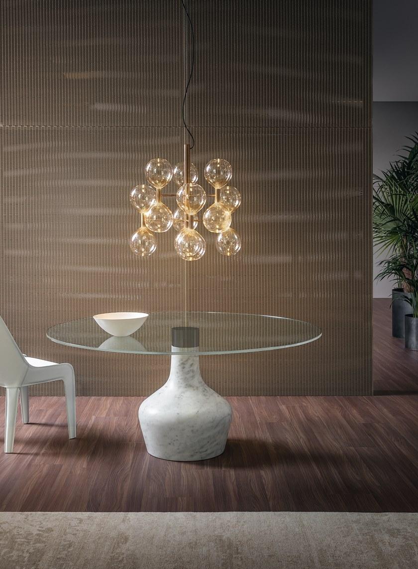 Bonaldo Круглый стол из хрусталя с мраморным основанием sun-id-1507965 - Вид №1