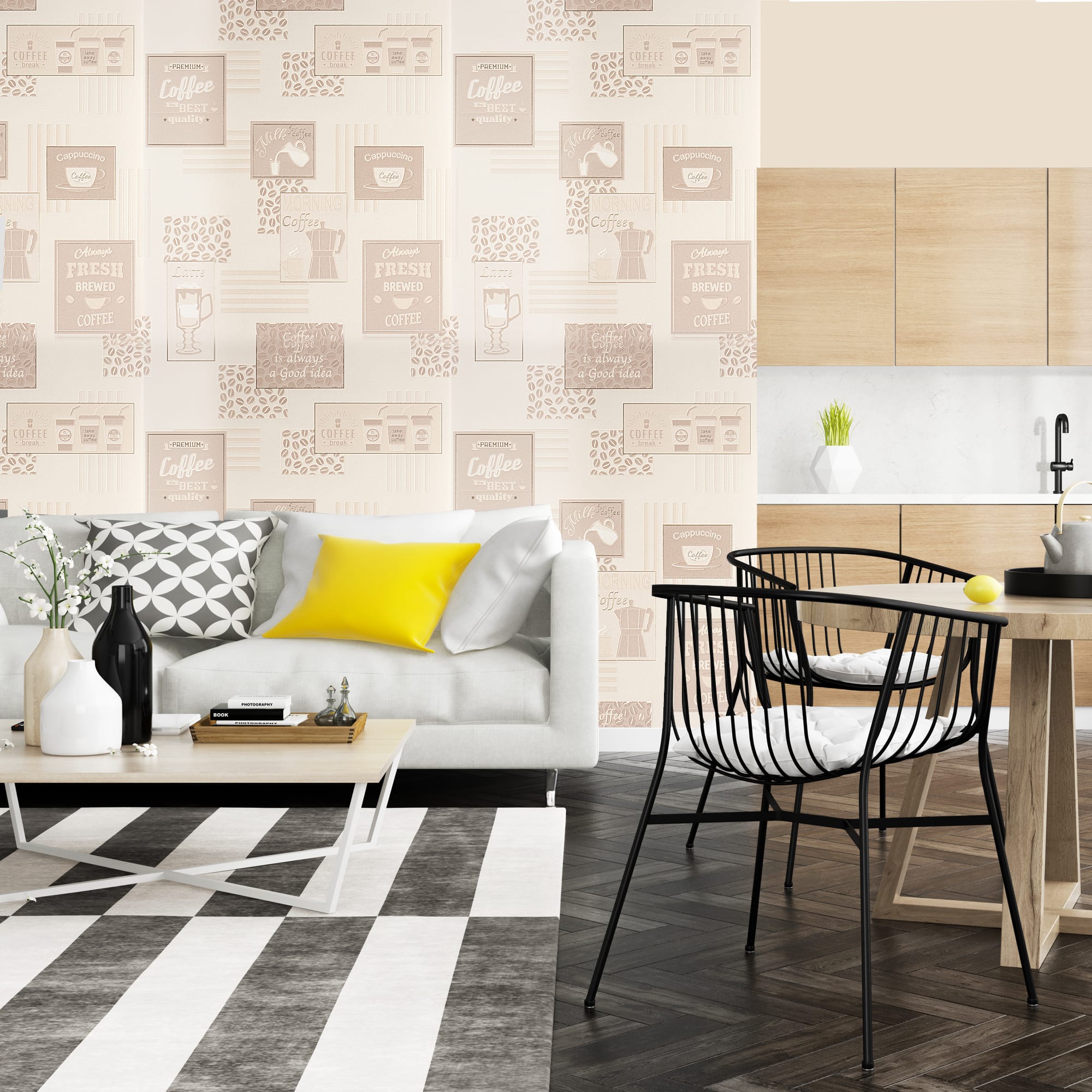 82938370 Обои виниловые бежевые 0.53 м 354 11 Мокко Santreyd  - Вид №3