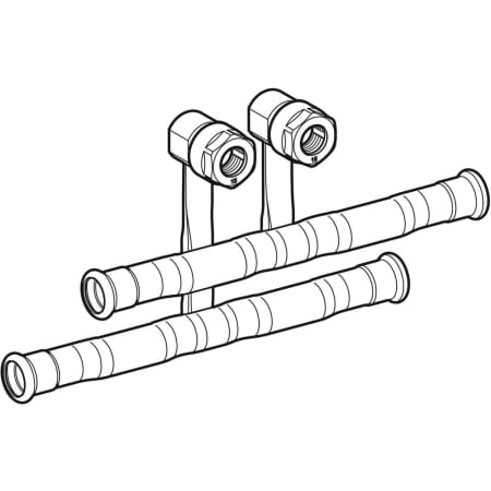 GEBERIT 24047 Комплект крестовин Geberit Mapress из углеродистой стали для подключения радиатора к подающему и обратному трубопроводу, с резьбовым соединением с цанговым кольцом под евроконус  - Вид №1