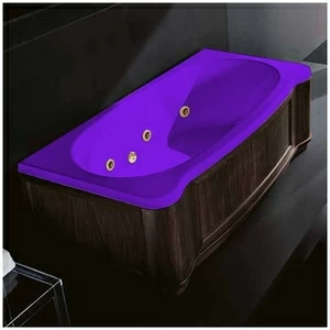 Ванна Gruppo treesse New Classic Young STD-V6747-DX-WV-FZ фиолетовая с золотой фурнитурой и гидромассажем прямоугольная правая деревянная панель венге