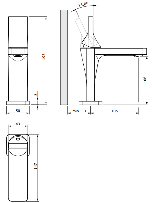 Смеситель для раковины Sanindusa Line 42 555030116, черный - Вид №1