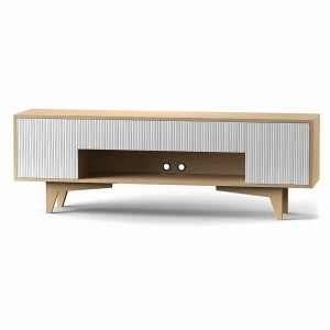 Тумба под телевизор с ящиками с рисунком на фасадах "Полоска" Telly BRAGIN DESIGN  256461 Бежевый;белый