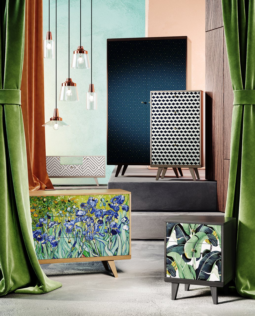 Прикроватная тумбочка дизайнерская коричневая Thimon THE IDEA  210300 Коричневый  - Вид №4