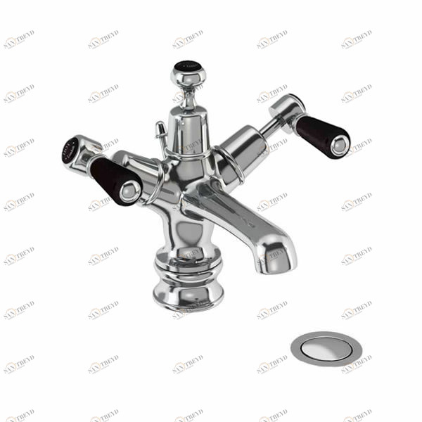 Смеситель для раковины на 1 отверстие Regent, с донным клапаном [KER4 BLA] Regent Burlington T12-QT BLA, T4 BLA, T4B