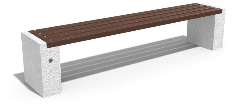 ENCHO ENCHEV - ETE Скамейка из бетона и дерева без спинки  238  - Вид №1