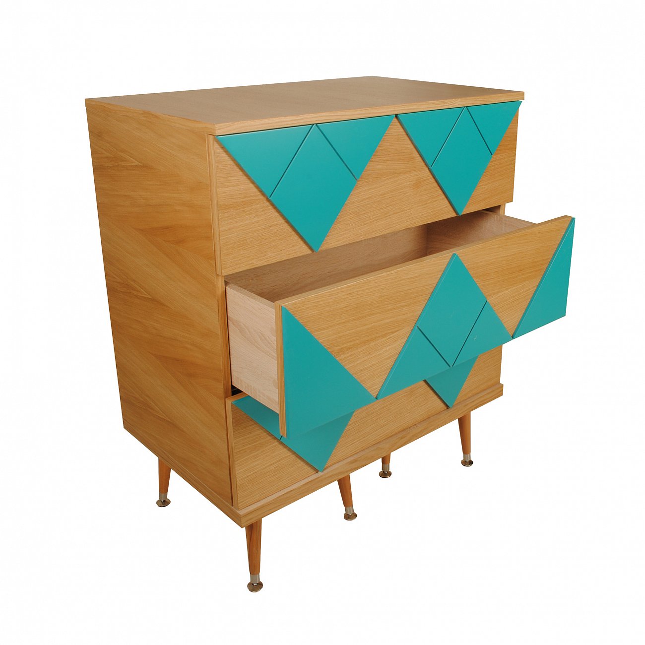 Комод с деревянными ножками и 3 ящиками белый Lady Woo WOODI  00-3965960 Бежевый;дуб сонома;белый  - Вид №3