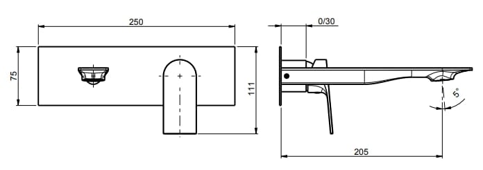Настенный смеситель для раковины с ограничителем расхода Rubinetterie Frattini Нарцисс ARCH-00108385 - Вид №9
