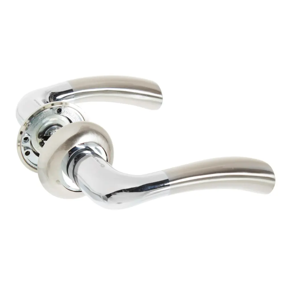 Ручки дверные на розетке Palladium A Brezza (20), алюминий, цвет матовый никель/гляневый хром STLM-2193676 - Вид №1