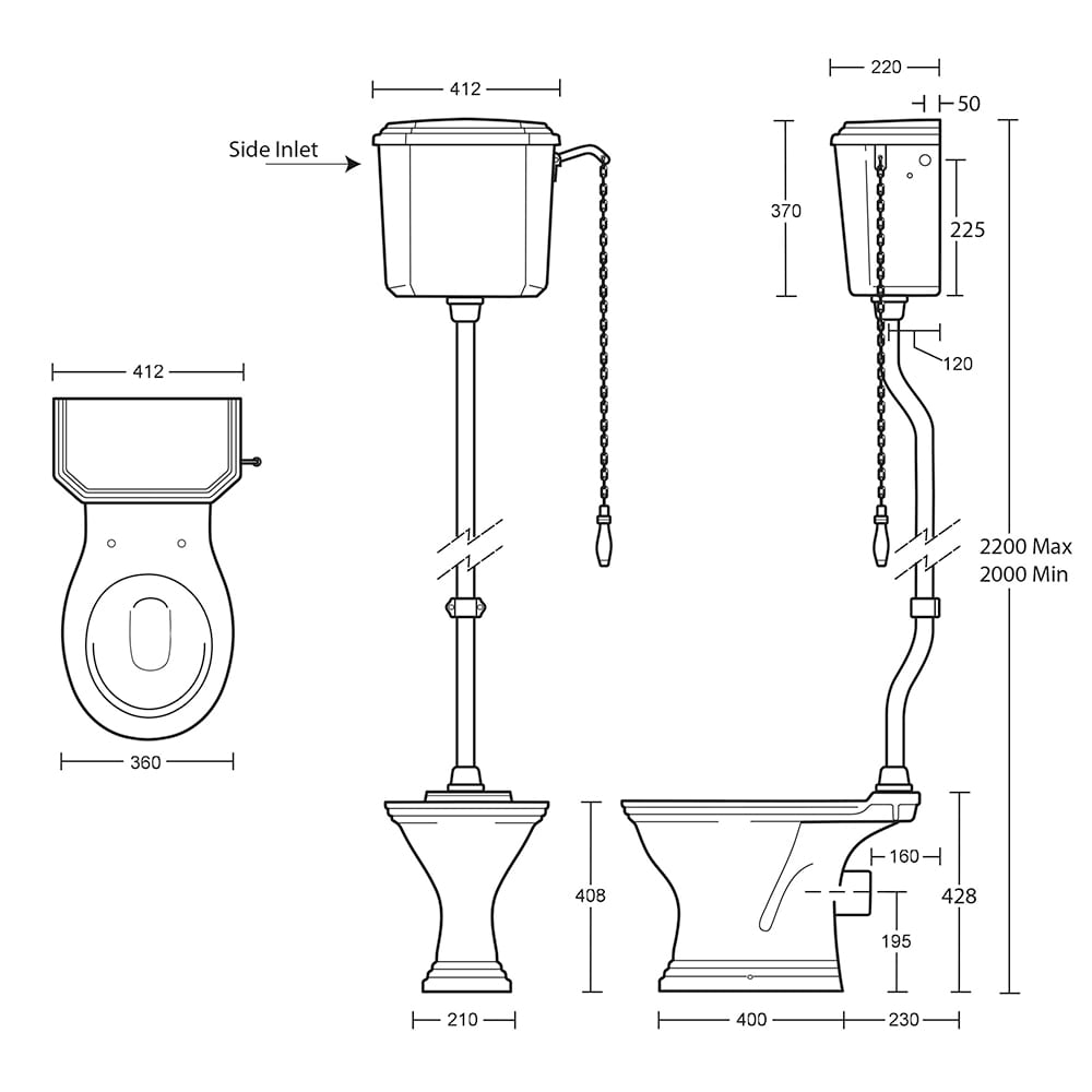 IMSR148 Цистерна высокого уровня и арматура Astoria Deco Black Sapphire Imperial  - Вид №2